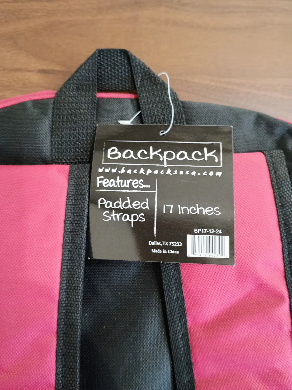 Classic Solid Burgundy Backpack - Picture 3 of 4